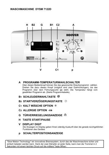 WASCHMASCHINE DYSM 7122D H B2 G B1 C2 A V     C1 ... - Hoover