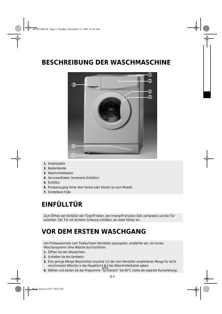 inhalt definition des gebrauchs vor gebrauch der waschmaschine ...
