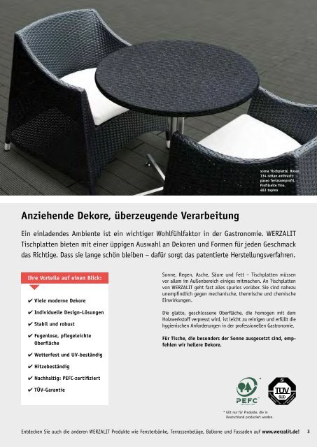 Dauerhaft schöne Designs Tischplatten 2013. - Werzalit