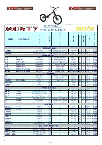 Monty Full Price - List - Malcolm Rathmell Sports