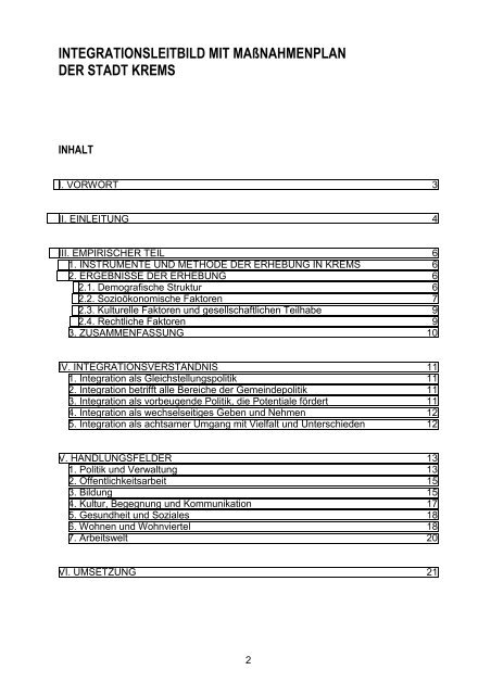 Integrationsleitbild der Stadt Krems mit Maßnahmenplan - Land Tirol