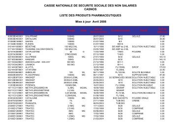 CAISSE NATIONALE DE SECURITE SOCIALE DES NON ... - Casnos