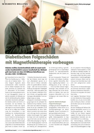 Diabetischen Folge schäden mit Magnetfeldtherapie ... - VITA-LIFE