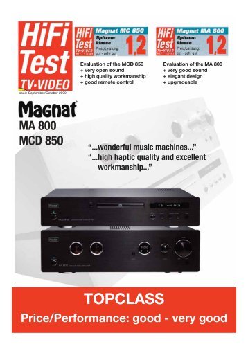 very good MA 800 MCD 850 “...wonderful music machines...” - Magnat