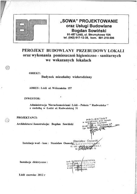 „SOWA” PROJEKTOWANIE oraz Usługi Budowlane Bogdan Sowiński