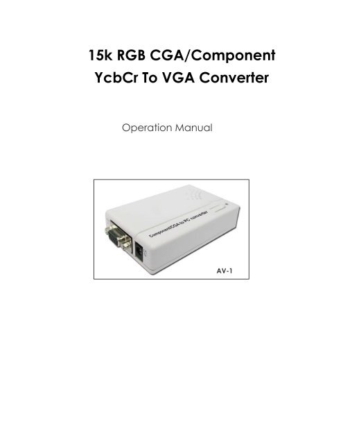 15k RGB CGA/Component YcbCr To VGA Converter