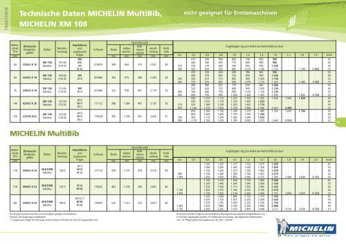 Technische Daten MICHELIN XeoBib - KREISEL