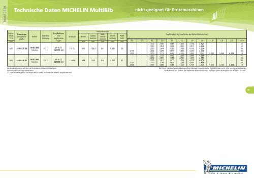 Technische Daten MICHELIN XeoBib - KREISEL