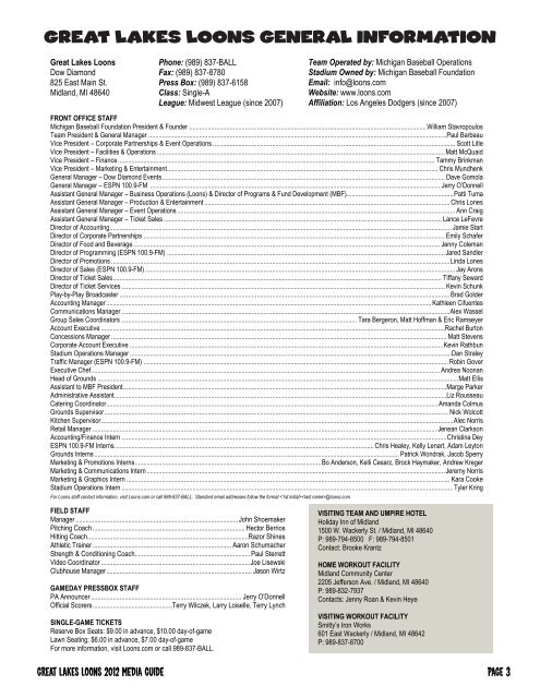 Great Lakes Loons Seating Chart