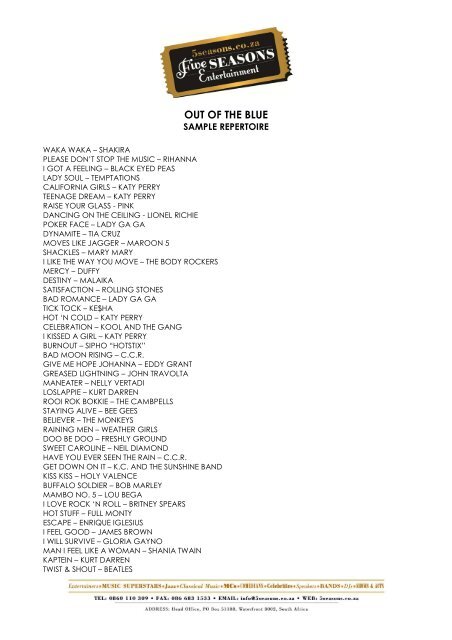 Repertoire List