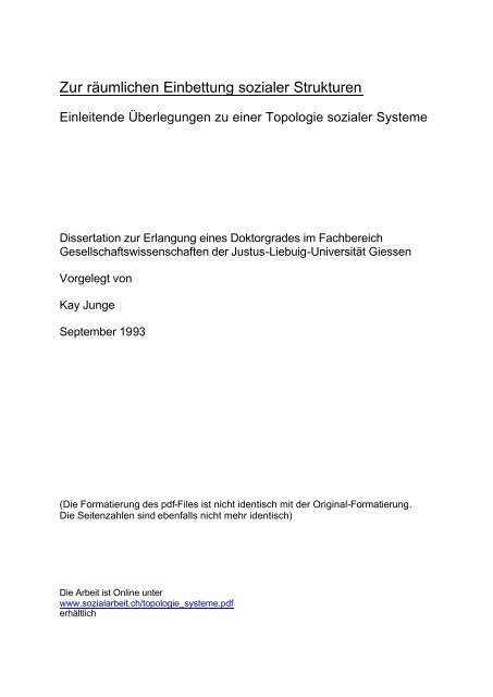 Zur Raumlichen Einbettung Sozialer Strukturen Plattform Fur Soziale