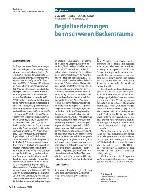 Begleitverletzungen beim schweren Beckentrauma