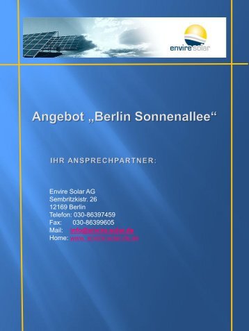 Envire Solar AG Sembritzkistr. 26 12169 Berlin Telefon: 030 ...
