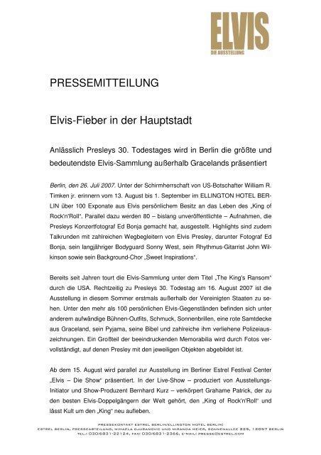 Elvis Ausstellung allgemein - Ellington Hotel Berlin