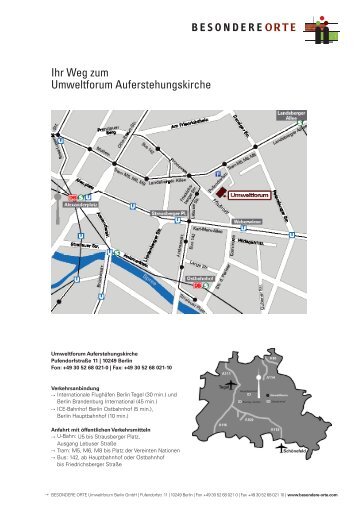 Ihr Weg zum Umweltforum Auferstehungskirche - Besondere Orte