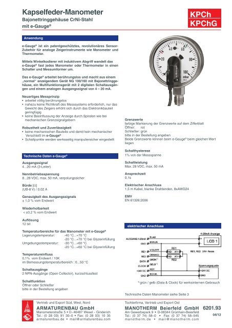 KPCh KPChG Kapselfeder-Manometer - ARMATURENBAU GmbH ...