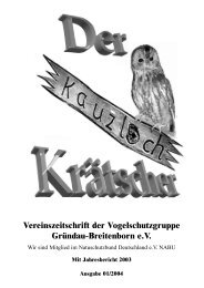 Vereinszeitschrift der Vogelschutzgruppe Gründau-Breitenborn e.V.