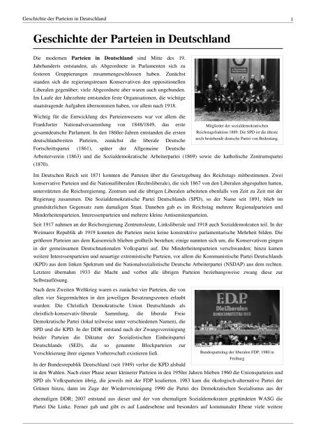 Geschichte Der Parteien In Deutschland Popp Sport