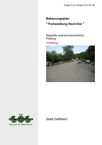 Bebauungsplan "Parksiedlung Nord-Ost " Stadt Ostfildern