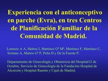 Experiencia con el anticonceptivo en parche(Evra) en tres Centros ...