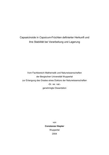 Capsaicinoide in Capsicum-Früchten definierter Herkunft und ihre ...