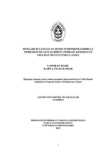 pengaruh gangguan sendi temporomandibula terhadap kualitas hidup