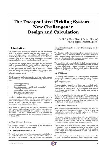 The Encapsulated Pickling System – New Challenges in ... - Koerner