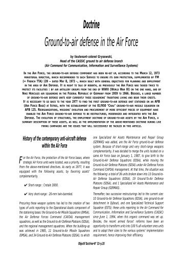 Air force ground-to-air defense assets - Le Centre de Doctrine d ...