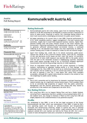 Fitch Ratings: Full Rating Report about ... - Kommunalkredit Austria AG