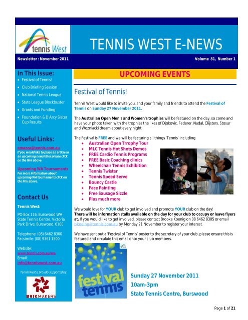 Edition 81 -November 2011 - Wembley Downs Tennis Club