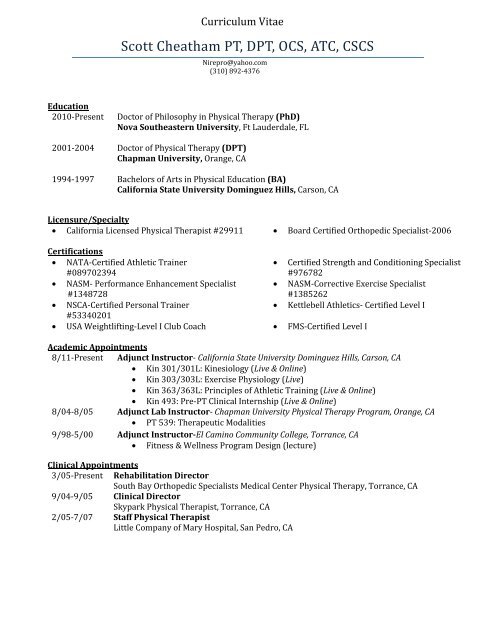 Download my CV - Dr. Scott Cheatham