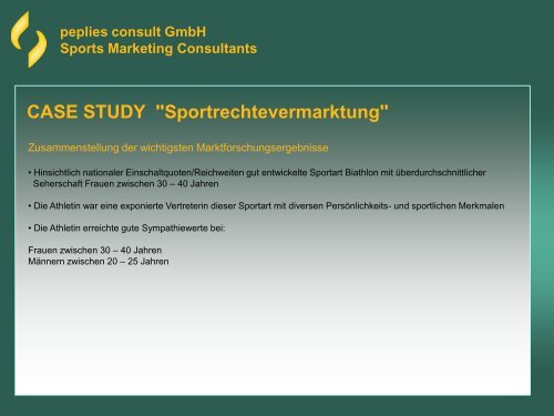 peplies consult GmbH Sports Marketing Consultants CASE STUDY