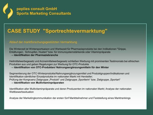 peplies consult GmbH Sports Marketing Consultants CASE STUDY