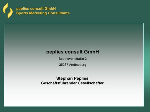peplies consult GmbH Sports Marketing Consultants CASE STUDY