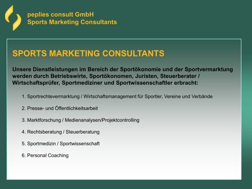 peplies consult GmbH Sports Marketing Consultants CASE STUDY