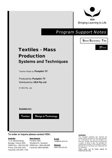 Textiles - Mass Production Systems and Techniques - VEA