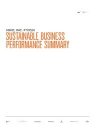 SUSTAINABLE BUSINESS PERFORMANCE SUMMARY - NIKE, Inc.