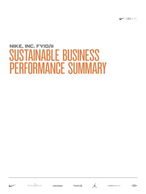 SUSTAINABLE BUSINESS PERFORMANCE SUMMARY - NIKE, Inc.