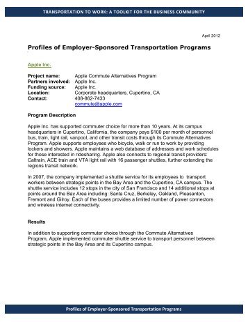 Profiles of Employer-Sponsored Transportation Programs