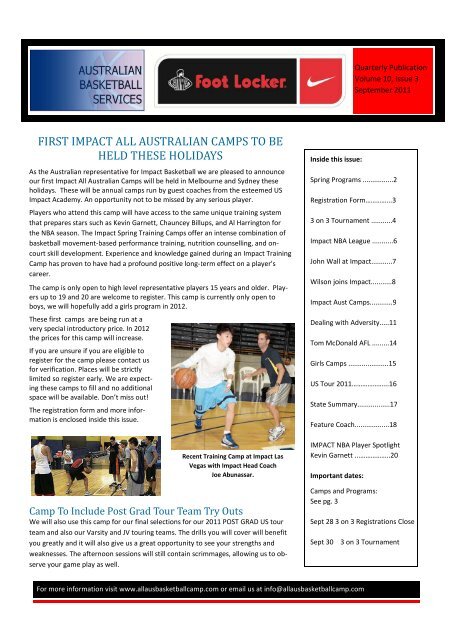 PDF September Newsletter - The Nike Footlocker All Australian Camp