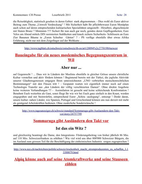 Leserbriefe 2011 - www:roband.ch