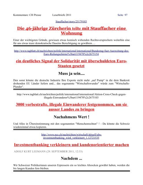 Leserbriefe 2011 - www:roband.ch