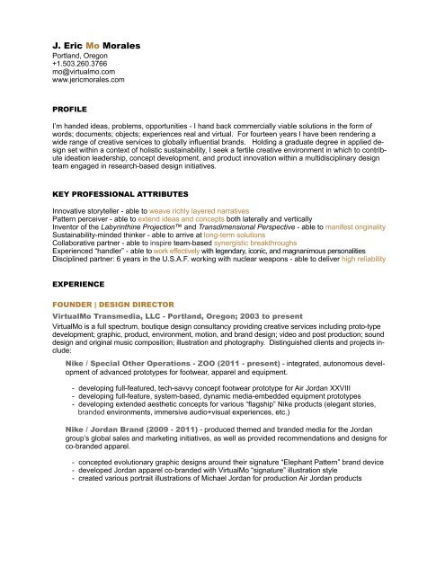 CV / Resume - Virtual Mo