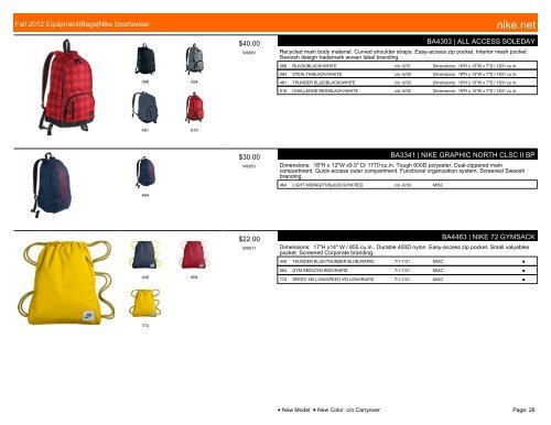 Fall 2012 Equipment - Sports World Inc.