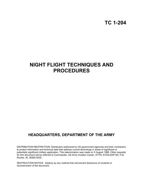 TC 1-204 NIGHT FLIGHT TECHNIQUES AND PROCEDURES