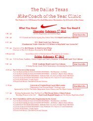 Dallas Clinic Schedule - Nike Coach of the Year Clinic