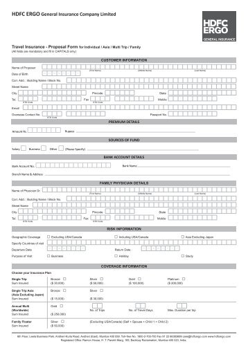 Travel Insurance-Proposal Form.CDR - HDFC ERGO General ...