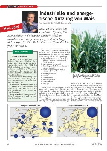 Industrielle und energe- tische Nutzung von Mais - Loick Biowertstoff