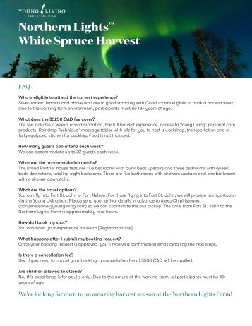 Northern Lights White Spruce Harvest FAQ 2026