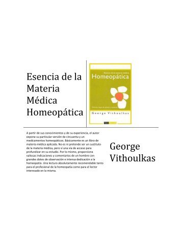 Esencia de la Materia Medica (Vithoulkas). - Homeopatía y Medicina ...